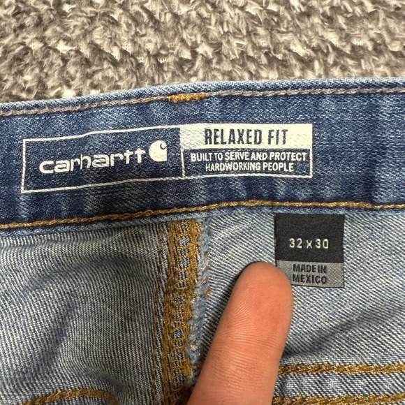 Carhartt Mens Rugged Flex Jeans 32x30 Relaxed Fit Blue Denim Work Pants - Picture 5 of 13